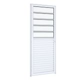 Porta de Giro Mista Natural com Travessa Riobras Alumínio  215cmx85cm Branco