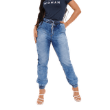 Calça Feminina Jogger Jeans Claro Lazúli