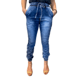 Calça Feminina Jogger Jeans Claro Lazúli