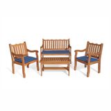 Conjunto Jardim De Madeira Maciça Com Estofado Trento Curvato Azul - Straub Web
