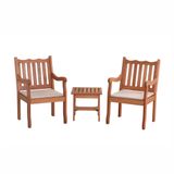 Conjunto Jardim 2 Poltronas Com Mesinha De Madeira Maciça Com Estofado Robust Curvato Bege