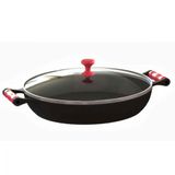 Frigideira Paella Com Alças de Silicone Vermelho E Tampa