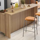 Bancada Para Cozinha Painel De Ilha Ripado Nesher 200 Cm Mdf Nature