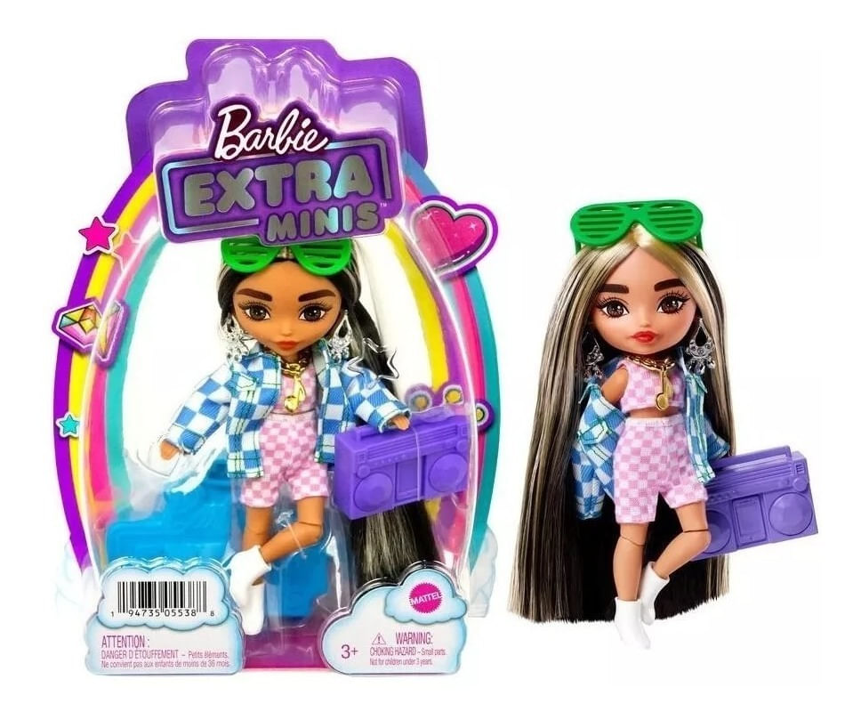 Boneca Barbie Extra Minis Doll Morena Cabelo Castanho Longo