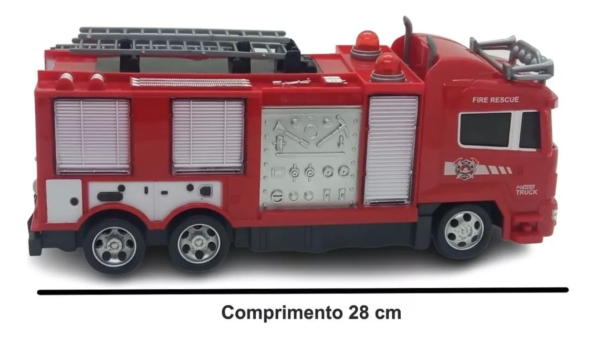 Carro De Controle Remoto Caminhão Truck De Bombeiro Com Som - Vermelho