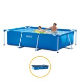 Piscina Estrutural Retangular 3.834 Litros Pvc Armacao + Capa Intex