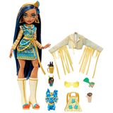 Boneca Monster High Cleo De Nile Cabelos Mechas Azuis Cachorro De Estimação E Acessórios Hhk54 Mattel