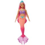 Boneca Barbie Dreamtopia Sereia Corpo Curvilíneo Cabelo Rosa Cauda Ombré Rosa Acessório Tiara Hgr09 Mattel