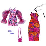 Barbie Roupas E Acessórios Conjunto Vestidos Tema Floral Sapato Bolsa Hjt35 Mattel