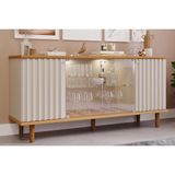 Buffet De Sala Jantar Janice 4 Portas C/ Vidro Nature/off White - Cimol