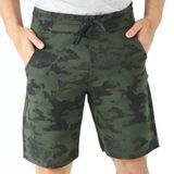 Bermuda Short Moletom Masculino Camuflado Cordão Elástico Verde, P