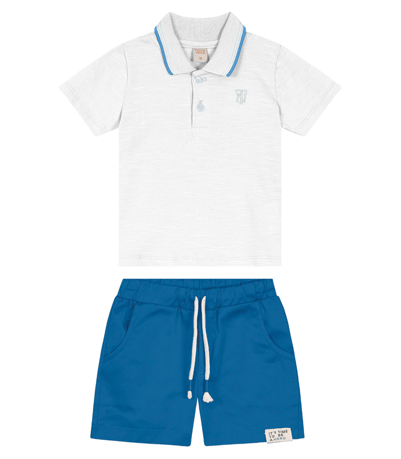 Conjunto Infantil Polo E Bermuda Trick Nick Branco M