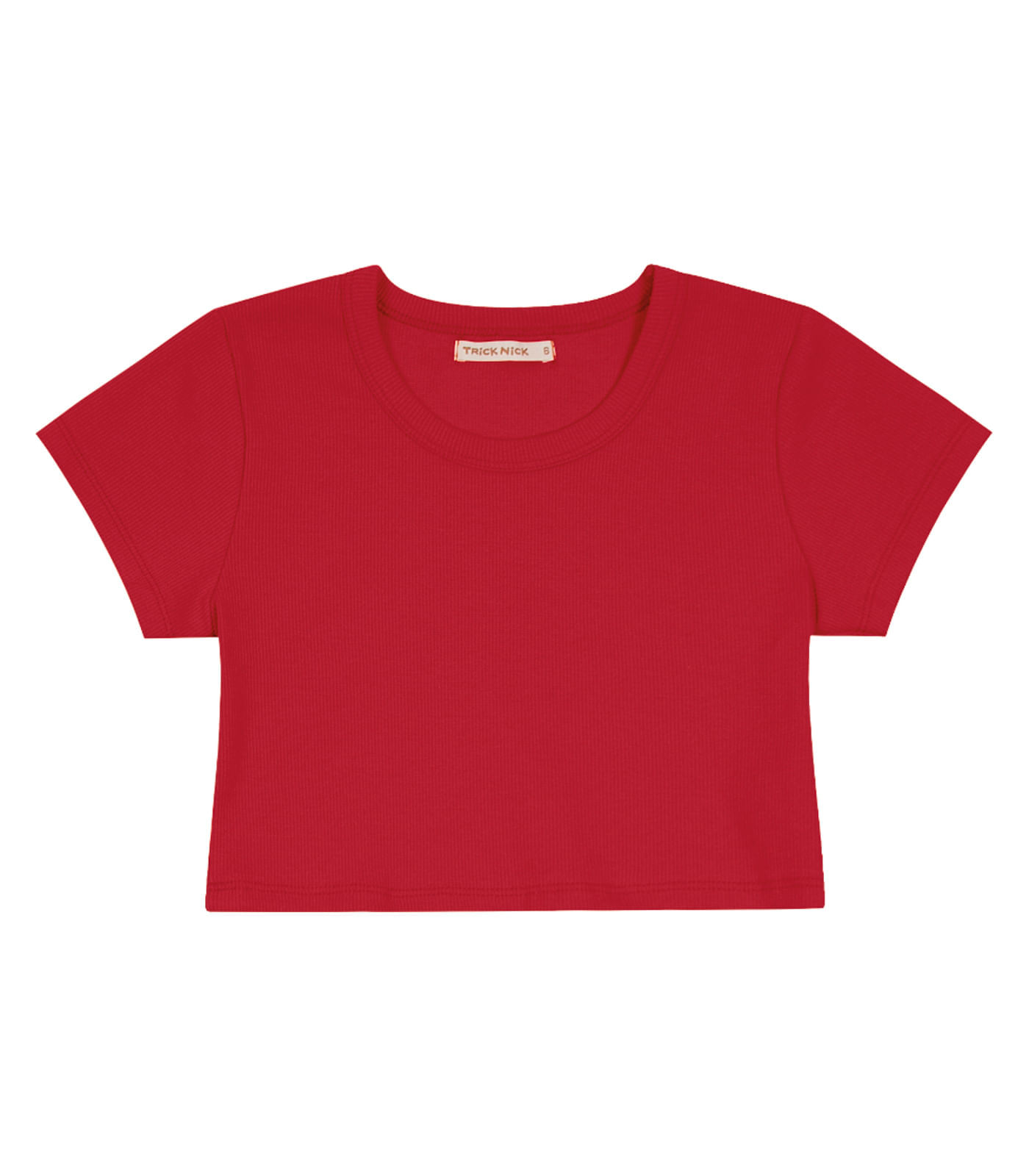 Blusa Cropped Infantil Ribana Canelada Trick Nick Vermelho 2