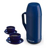 Garrafa Térmica Unitermi Roma De Vidro Azul 500ml