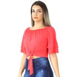 Blusa Feminina Ciganinha Ombro a Ombro Manga Curta Flare Rosa, P