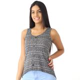 Blusa Feminina Regata Mullet Estampada Decote Redondo Verão Preto, M