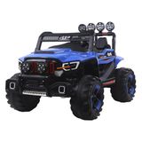 Carrinho Jipe Infantil Elétrico Super Cross 4x4 12v Com Controle Remoto Bluetooth Azul