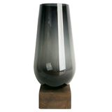 Vaso De Vidro Cilindro Preto Degrade Com Base Decor - Rio Master Grande