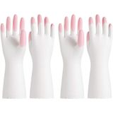 2 Pares Luvas De Cozinha Reutilizáveis Luvas De Lava-louças De Pvc Sem Látex Rosa Médio
