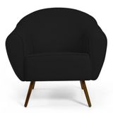 Poltrona Decorativa Sala de Estar Nina Pés Palito Madeira B-300 Veludo Preto - Domi