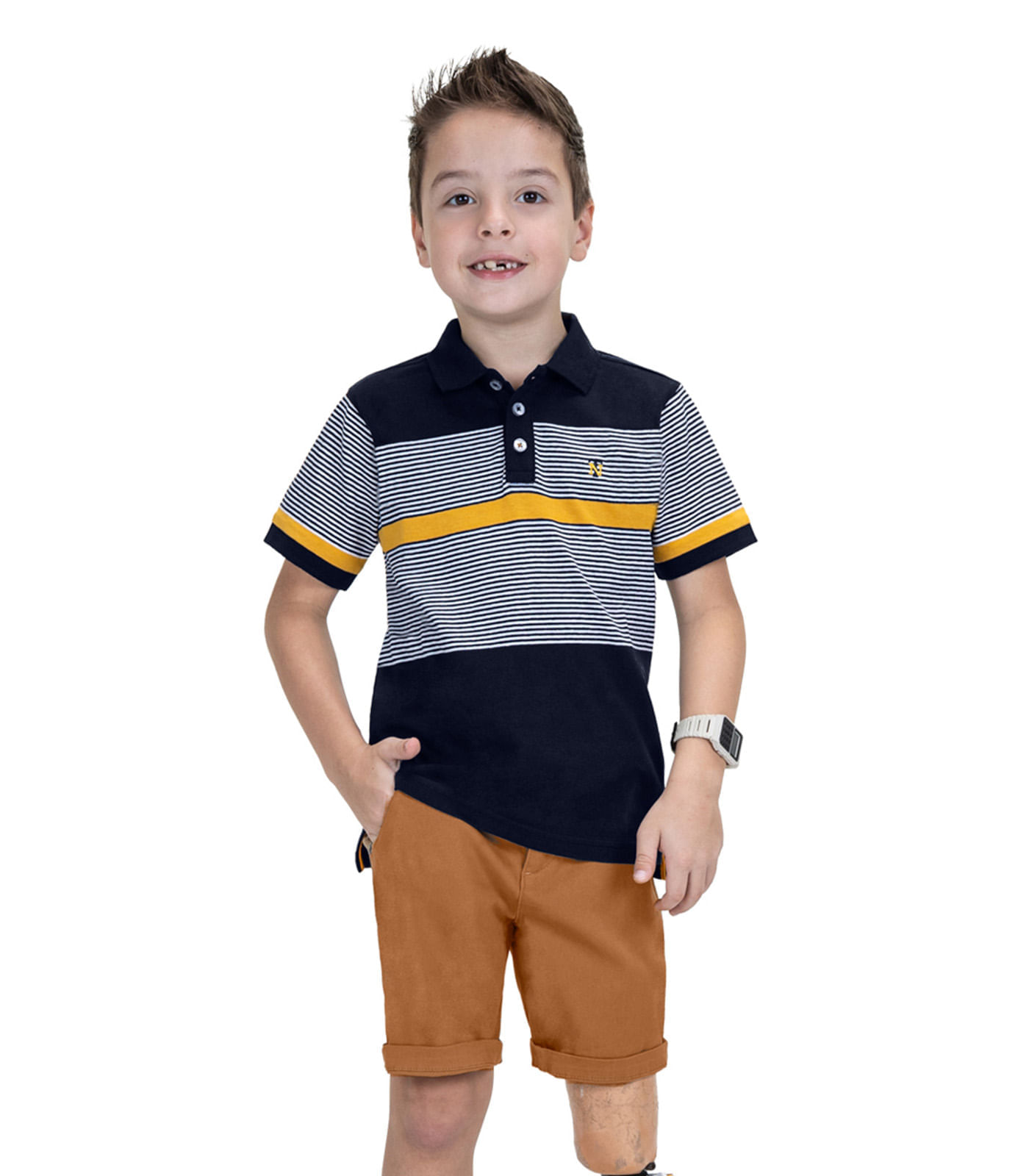 Conjunto Infantil Polo Com Bermuda Trick Nick Azul 12