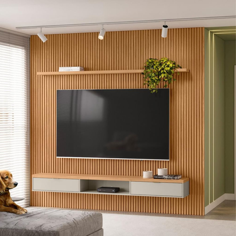 Painel Para Tv De Até 75 Polegadas 260cm Ripado Modular 2.6 Línea Brasil