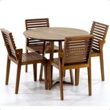 Conjunto Mesa De Jantar Redonda Natural Lara Premium 100cm Com 4 Cadeiras Isabela - Natural