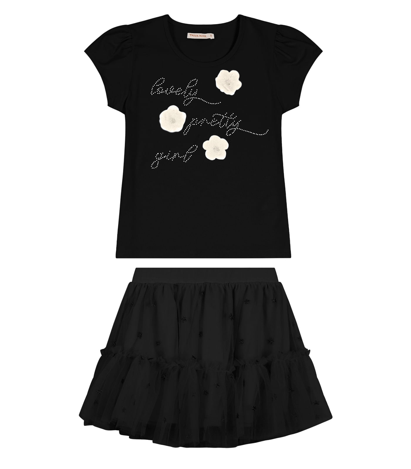 Conjunto Blusa Com Saia De Tule Trick Nick Preto 3