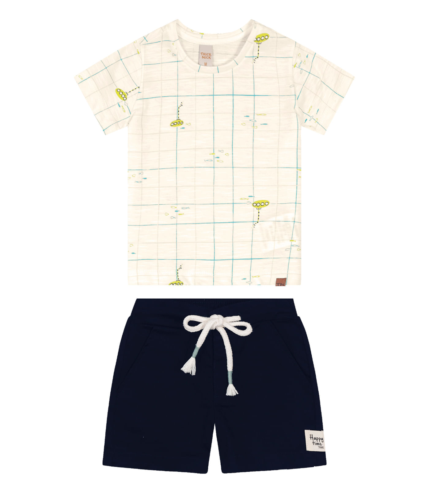 Conjunto Infantil Camiseta Com Bermuda Trick Nick Bege 2