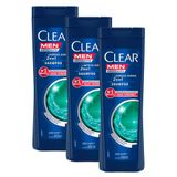 Shampoo Clear Men Limpeza Diária 2 Em 1 400ml | Kit Com Três Unidades