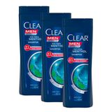 Shampoo Clear Men Ice Cool Menthol 400ml | Kit Com Três Unidades