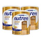 Nutren Senior Sem Sabor Suplemento Alimentar 370g | Kit Com Três Unidades