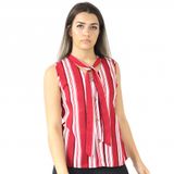 Blusa Feminina Regata Listrada Listra Decote V Social Casual Vermelho, P