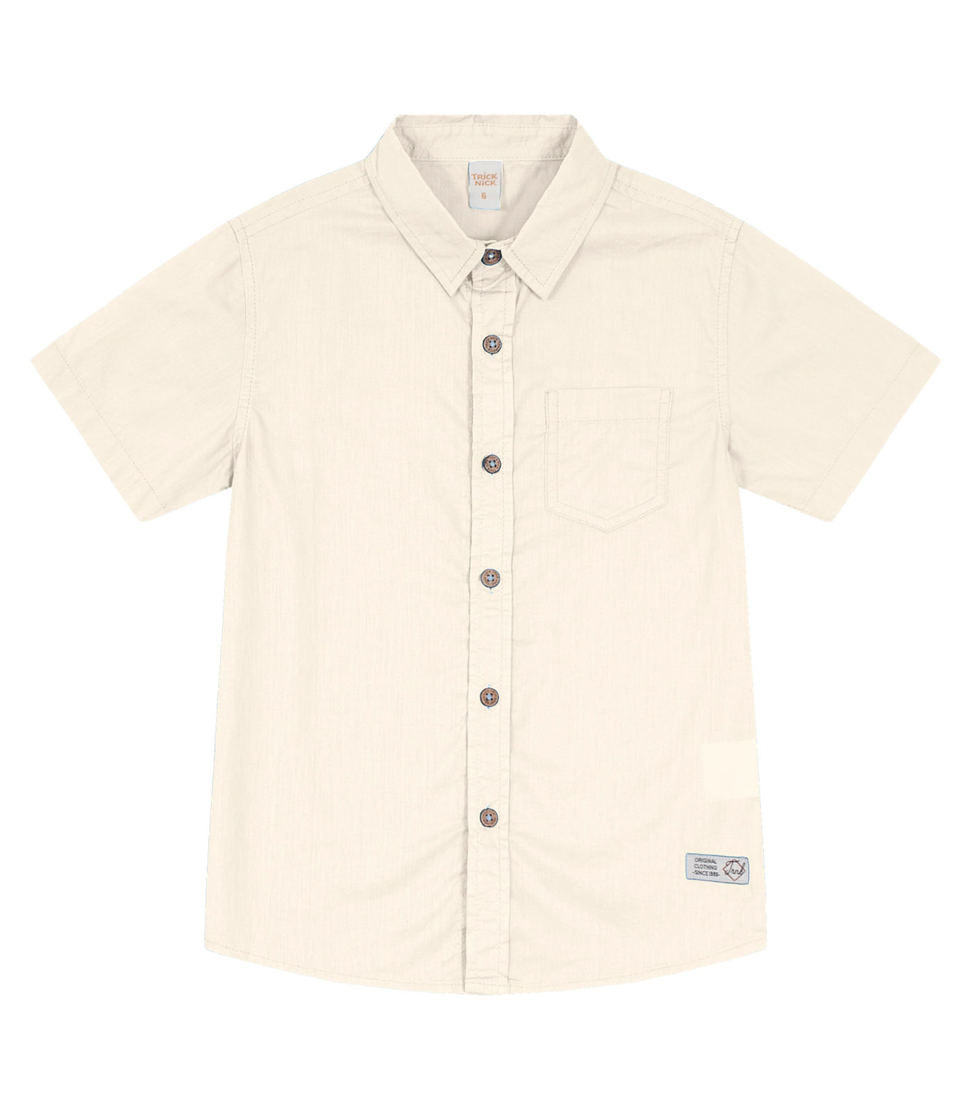 Camisa Infantil Masculina Em Popeline Trick Nick Bege 4