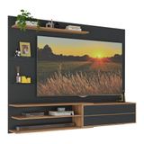 Painel Para Tv Até 65 Polegadas 1 Porta E Prateleiras Multimóveis Mp1064 Preto/rustic