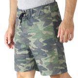 Bermuda Short Moletom Masculino Camuflado Elástico Cordão Verde Camuflado, G