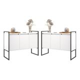 Buffet 3 Portas Rouxe Branco Conjunto 2 Unidades