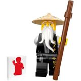 Lego Ninjago Minifigure - Sensei Wu (legacy) Com Brown Staff E Side Display 70670