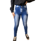 Calça Feminina Skinny Jeans Simples Com Detalhe De Risco Lateral