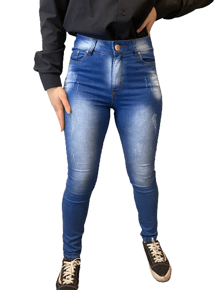 Calça Feminina Skinny Jeans Simples Com Detalhe De Risco Lateral