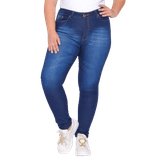 Calça Feminina Skinny Jeans Simples Com Detalhe De Risco