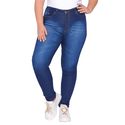 Calça Feminina Skinny Jeans Simples Com Detalhe De Risco