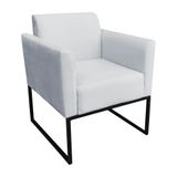 Poltrona Decorativa Base Industrial Preto Maressa S10 Suede Cinza - Ibiza