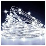 Fio De Fada 30 Lâmpadas Cordão Luz Led Branca 3 Metros À Pilha