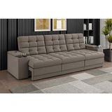 Sofá Confort Premium 2,30m Assento Retrátil/reclinável Porta Copos E Usb Suede Capuccino - Xflex Sofas