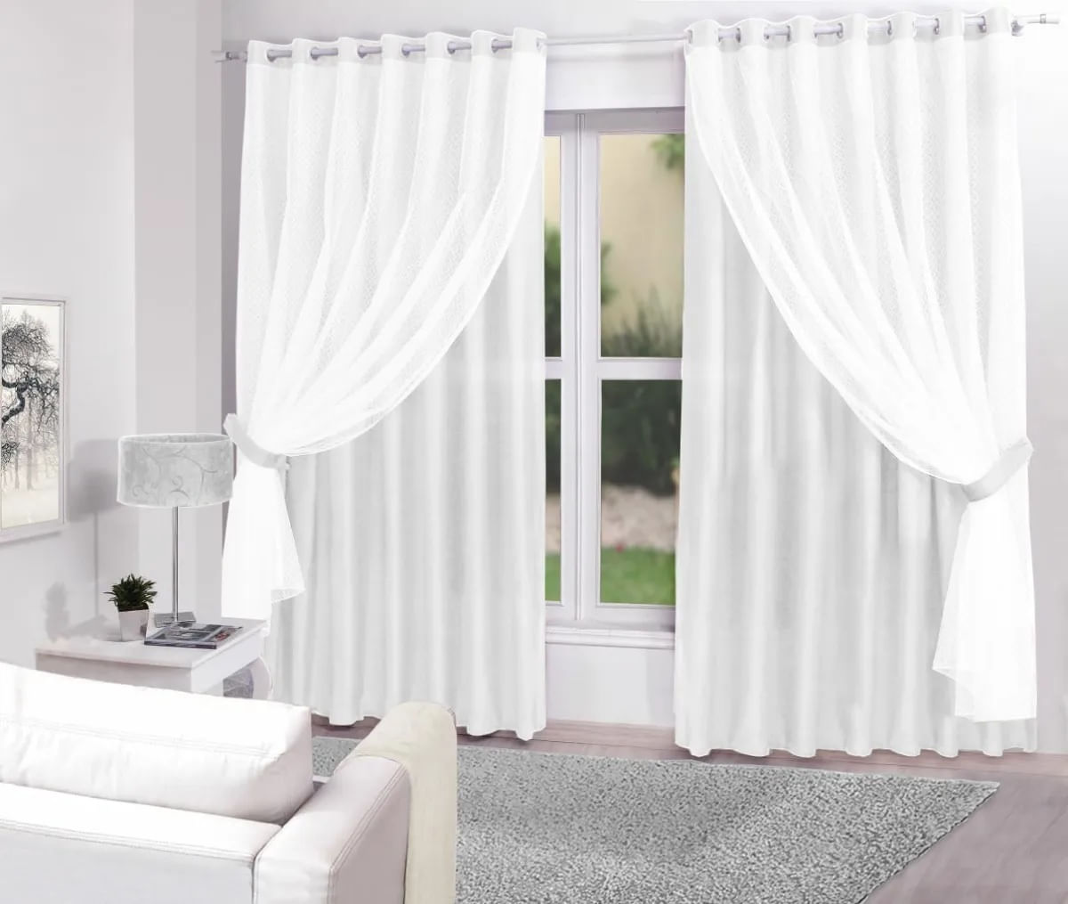 Cortina De Renda Para Sala /quarto 300x270 Camila Admirare Cor: Branco