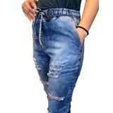 Calça Feminina Jogger Jeans Claro Lazúli