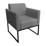 Poltrona Decorativa Base Industrial Preto Maressa S10 Suede Grafite - Ibiza