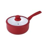 Panela Carmin Vermelho Antiaderente 18cm Tampa de Vidro