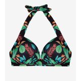Top Biquíni Estampado Plus Size Uni Femme Preto Plus 52